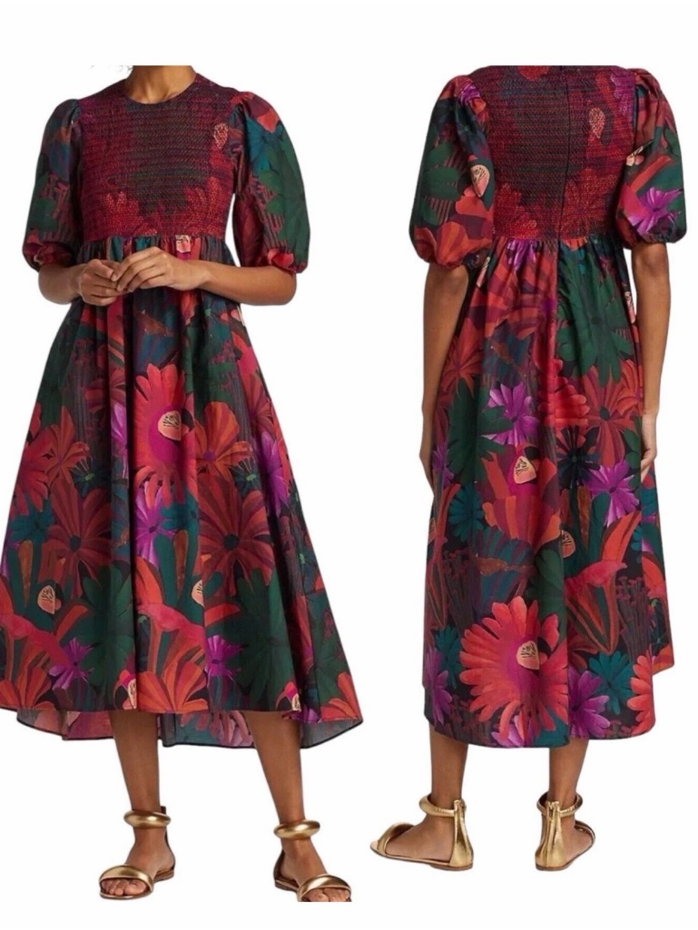 FARM RIO Bird Flowers
Smocked Midi Dress
Size L